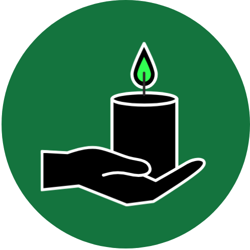 Wakeful green logo dark hand holding black candle green flame